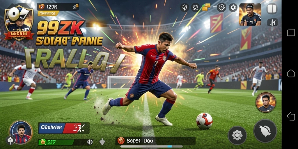 Tampilan gameplay seru di 99ZK dengan aksi sepak bola langsung.