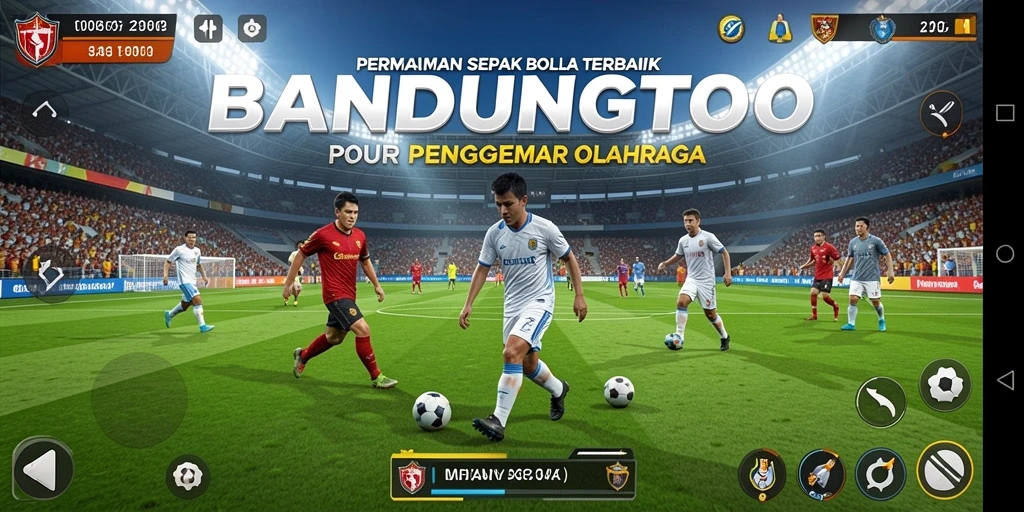 Screenshot BANDUNGTOTO menampilkan aksi seru dalam permainan sepak bola.