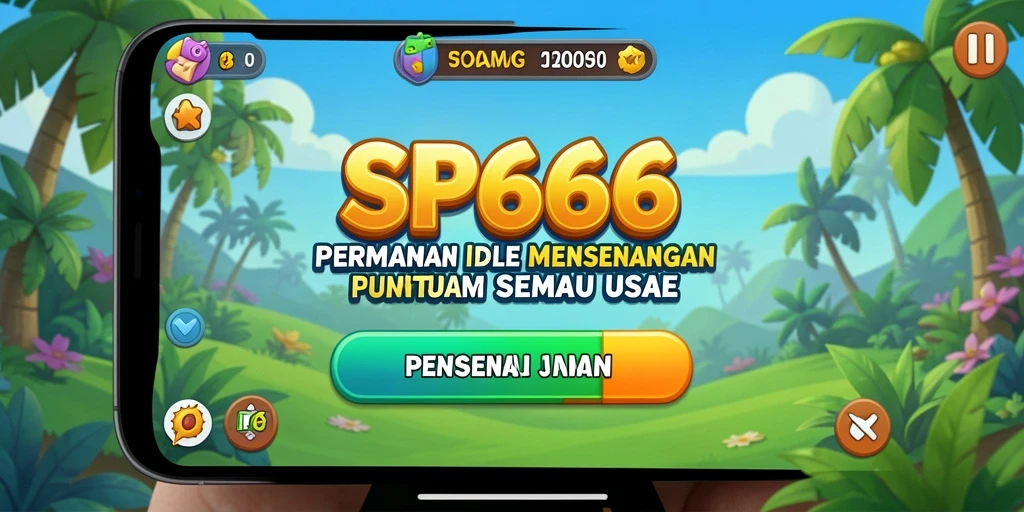 Screenshot gameplay SP666 dengan karakter penuh warna dan aktivitas Idle.